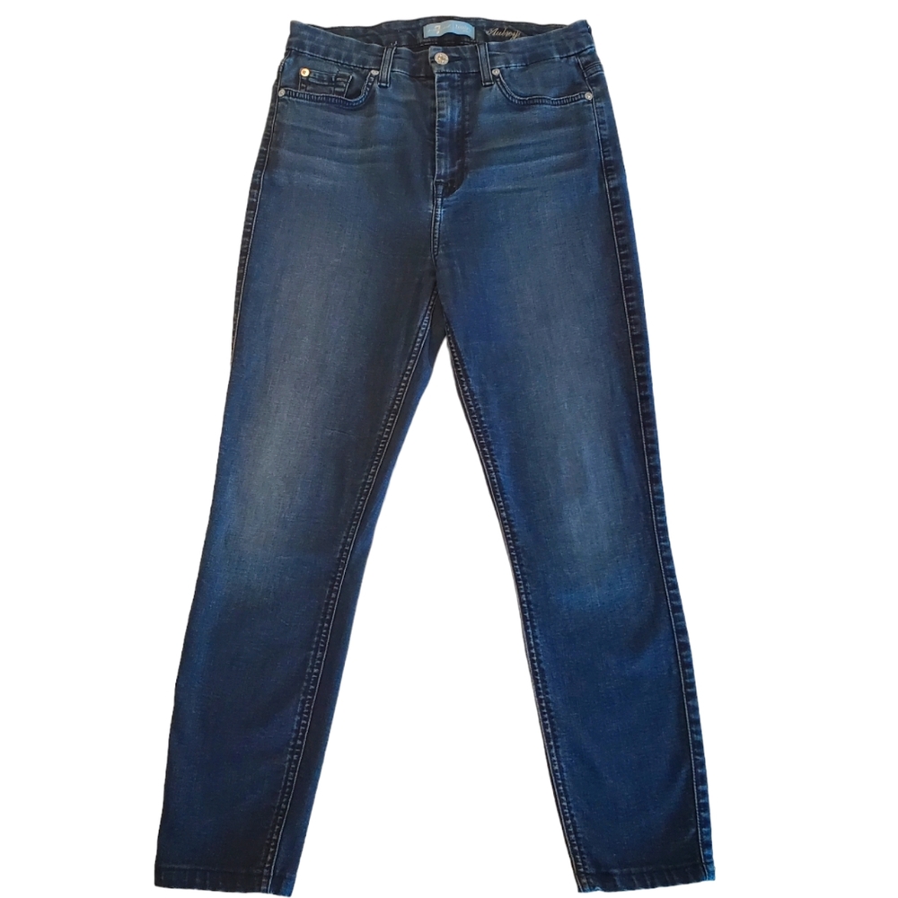 7 For All Mankind Women's Jeans Ankle  Mid Rise Aubrey Skinny Blue 28x25